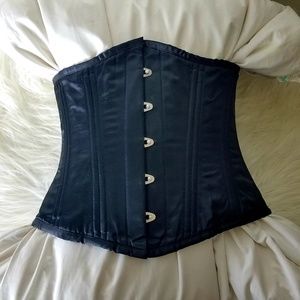 Vintage Goth Black Satin Underbust Corset Cincher